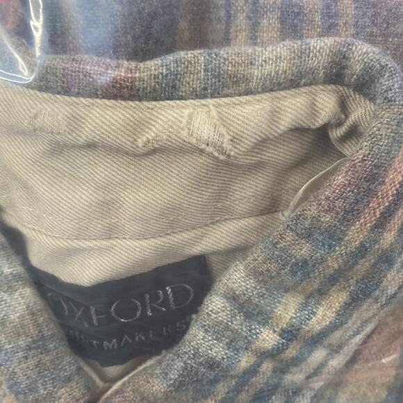 Oxford Shirtmakers | Vintage Men's Plaid Wool Button Up Shirt Size Large - Picture 4 of 7